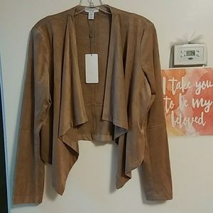 NWT Silky Soft Faux Suede Open Front Blazer